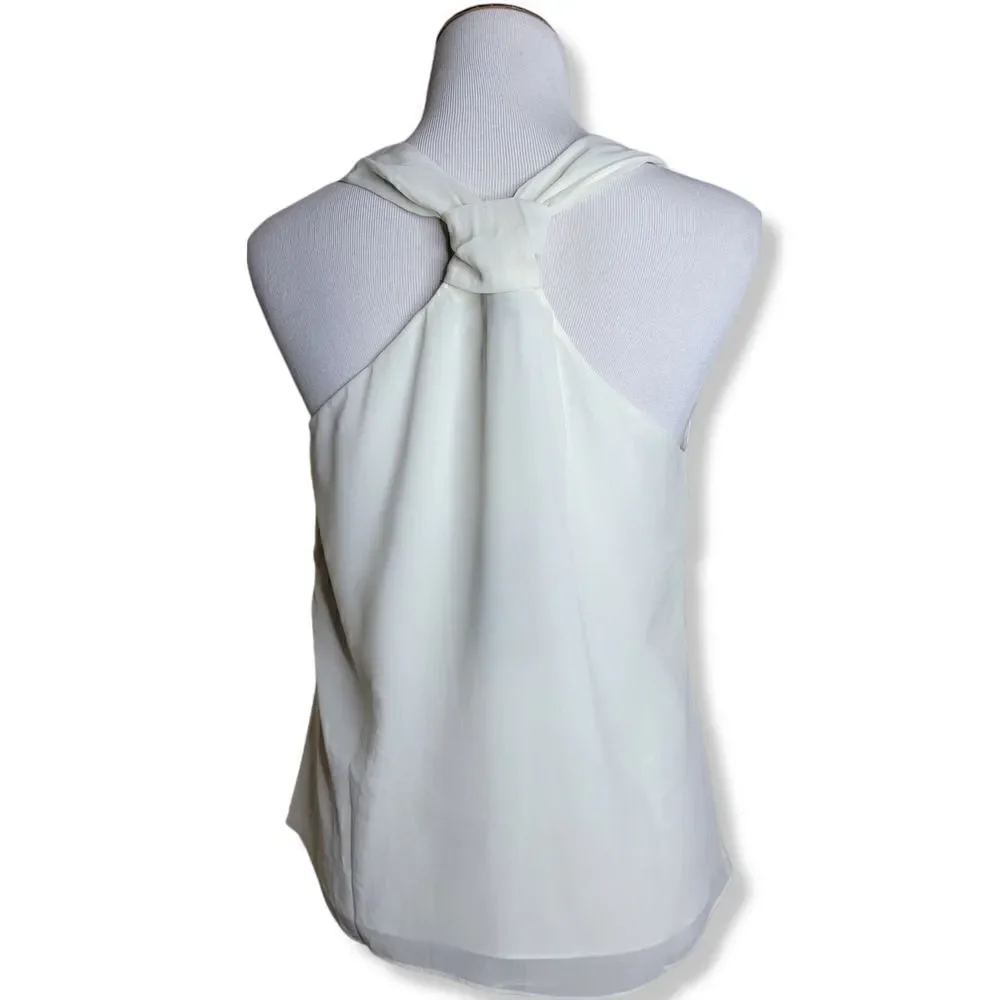 Greylin Racerback Sequin Bead Embellished Boho Tank Top Blouse White Medium
